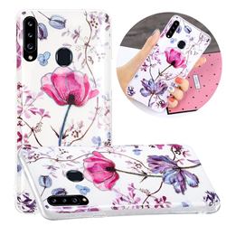 Magnolia Painted Galvanized Electroplating Soft Phone Case Cover for Samsung Galaxy A20s