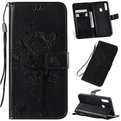 Embossing Butterfly Tree Leather Wallet Case for Samsung Galaxy A20s - Black