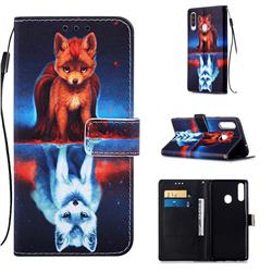 Water Fox Matte Leather Wallet Phone Case for Samsung Galaxy A20s
