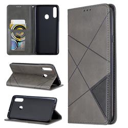 Prismatic Slim Magnetic Sucking Stitching Wallet Flip Cover for Samsung Galaxy A20s - Gray