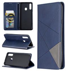 Prismatic Slim Magnetic Sucking Stitching Wallet Flip Cover for Samsung Galaxy A20s - Blue