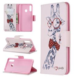 Glasses Giraffe Leather Wallet Case for Samsung Galaxy A20s