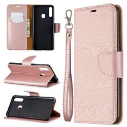 Classic Luxury Litchi Leather Phone Wallet Case for Samsung Galaxy A20s - Golden