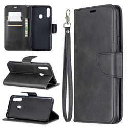 Classic Sheepskin PU Leather Phone Wallet Case for Samsung Galaxy A20s - Black
