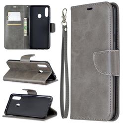 Classic Sheepskin PU Leather Phone Wallet Case for Samsung Galaxy A20s - Gray