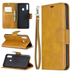 Classic Sheepskin PU Leather Phone Wallet Case for Samsung Galaxy A20s - Yellow