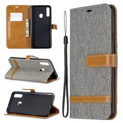 Jeans Cowboy Denim Leather Wallet Case for Samsung Galaxy A20s - Gray
