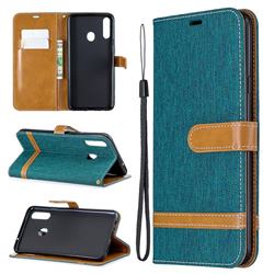 Jeans Cowboy Denim Leather Wallet Case for Samsung Galaxy A20s - Green