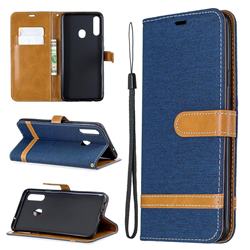 Jeans Cowboy Denim Leather Wallet Case for Samsung Galaxy A20s - Dark Blue