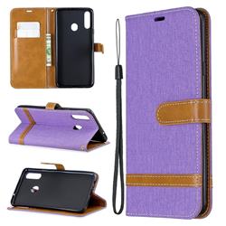 Jeans Cowboy Denim Leather Wallet Case for Samsung Galaxy A20s - Purple
