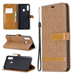 Jeans Cowboy Denim Leather Wallet Case for Samsung Galaxy A20s - Brown