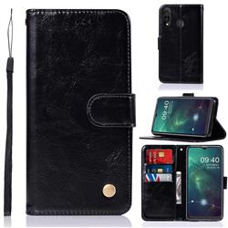 Luxury Retro Leather Wallet Case for Samsung Galaxy A20s - Black