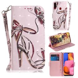 Butterfly High Heels 3D Painted Leather Wallet Phone Case for Samsung Galaxy A20s