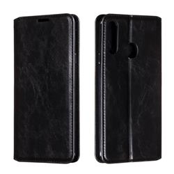 Retro Slim Magnetic Crazy Horse PU Leather Wallet Case for Samsung Galaxy A20s - Black