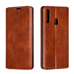 Retro Slim Magnetic Crazy Horse PU Leather Wallet Case for Samsung Galaxy A20s - Brown