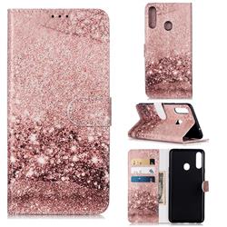 Glittering Rose Gold PU Leather Wallet Case for Samsung Galaxy A20s