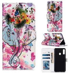 Flower Elephant 3D Relief Oil PU Leather Wallet Case for Samsung Galaxy A20s