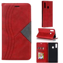Retro S Streak Magnetic Leather Wallet Phone Case for Samsung Galaxy A20s - Red