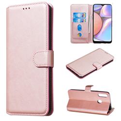 Retro Calf Matte Leather Wallet Phone Case for Samsung Galaxy A20s - Pink