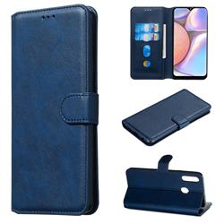Retro Calf Matte Leather Wallet Phone Case for Samsung Galaxy A20s - Blue
