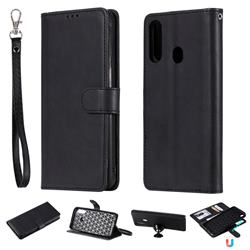 Retro Greek Detachable Magnetic PU Leather Wallet Phone Case for Samsung Galaxy A20s - Black