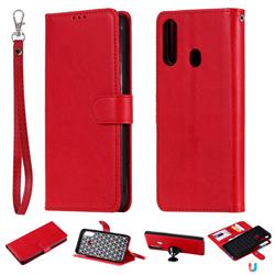 Retro Greek Detachable Magnetic PU Leather Wallet Phone Case for Samsung Galaxy A20s - Red