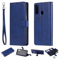Retro Greek Detachable Magnetic PU Leather Wallet Phone Case for Samsung Galaxy A20s - Blue
