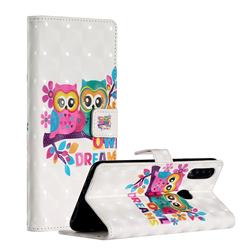 Couple Owl 3D Painted Leather Phone Wallet Case for Samsung Galaxy A20s
