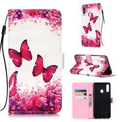 Rose Butterfly 3D Painted Leather Wallet Case for Samsung Galaxy A20s