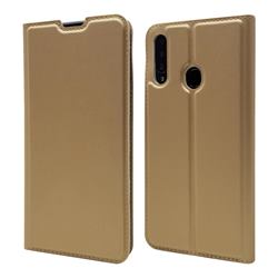 Ultra Slim Card Magnetic Automatic Suction Leather Wallet Case for Samsung Galaxy A20s - Champagne