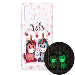 Couple Unicorn Noctilucent Soft TPU Back Cover for Samsung Galaxy A21