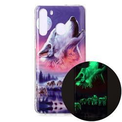 Wolf Howling Noctilucent Soft TPU Back Cover for Samsung Galaxy A21