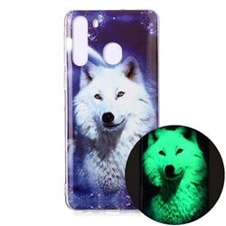 Galaxy Wolf Noctilucent Soft TPU Back Cover for Samsung Galaxy A21
