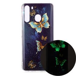 Golden Butterflies Noctilucent Soft TPU Back Cover for Samsung Galaxy A21