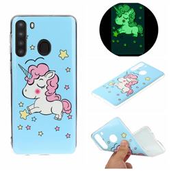 Stars Unicorn Noctilucent Soft TPU Back Cover for Samsung Galaxy A21