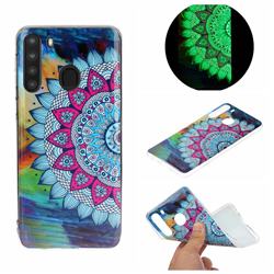 Colorful Sun Flower Noctilucent Soft TPU Back Cover for Samsung Galaxy A21