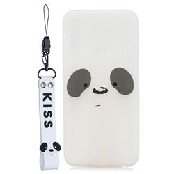 White Feather Panda Soft Kiss Candy Hand Strap Silicone Case for Samsung Galaxy A21