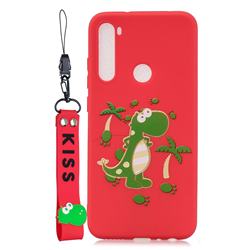 Red Dinosaur Soft Kiss Candy Hand Strap Silicone Case for Samsung Galaxy A21