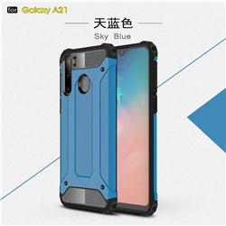 King Kong Armor Premium Shockproof Dual Layer Rugged Hard Cover for Samsung Galaxy A21 - Sky Blue
