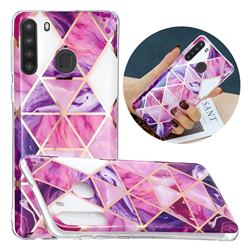 Purple Dream Triangle Painted Marble Electroplating Protective Case for Samsung Galaxy A21