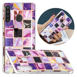 Square Puzzle Painted Marble Electroplating Protective Case for Samsung Galaxy A21
