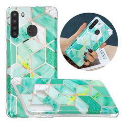Green Glitter Painted Marble Electroplating Protective Case for Samsung Galaxy A21