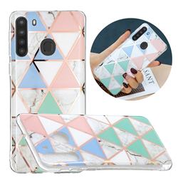 Fresh Triangle Painted Marble Electroplating Protective Case for Samsung Galaxy A21
