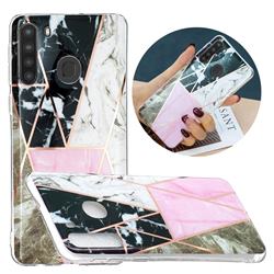 Pink and Black Painted Marble Electroplating Protective Case for Samsung Galaxy A21