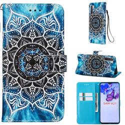 Underwater Mandala Matte Leather Wallet Phone Case for Samsung Galaxy A21