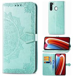 Embossing Imprint Mandala Flower Leather Wallet Case for Samsung Galaxy A21 - Green