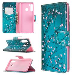 Blue Plum Leather Wallet Case for Samsung Galaxy A21