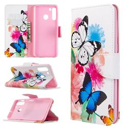 Vivid Flying Butterflies Leather Wallet Case for Samsung Galaxy A21