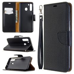 Classic Luxury Litchi Leather Phone Wallet Case for Samsung Galaxy A21 - Black