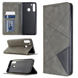 Prismatic Slim Magnetic Sucking Stitching Wallet Flip Cover for Samsung Galaxy A21 - Gray